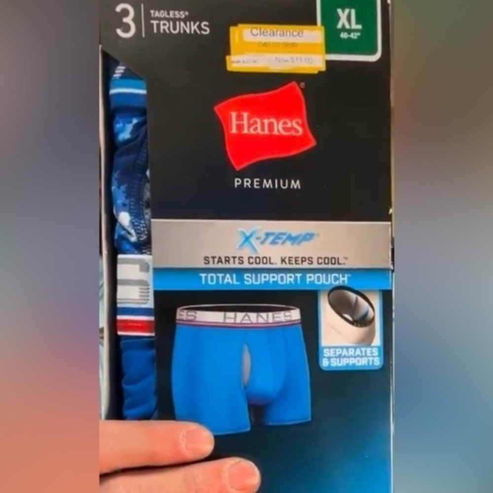 Hanes Men's Blue X-Temp Trunks, NWT, Size XL 3/Pack